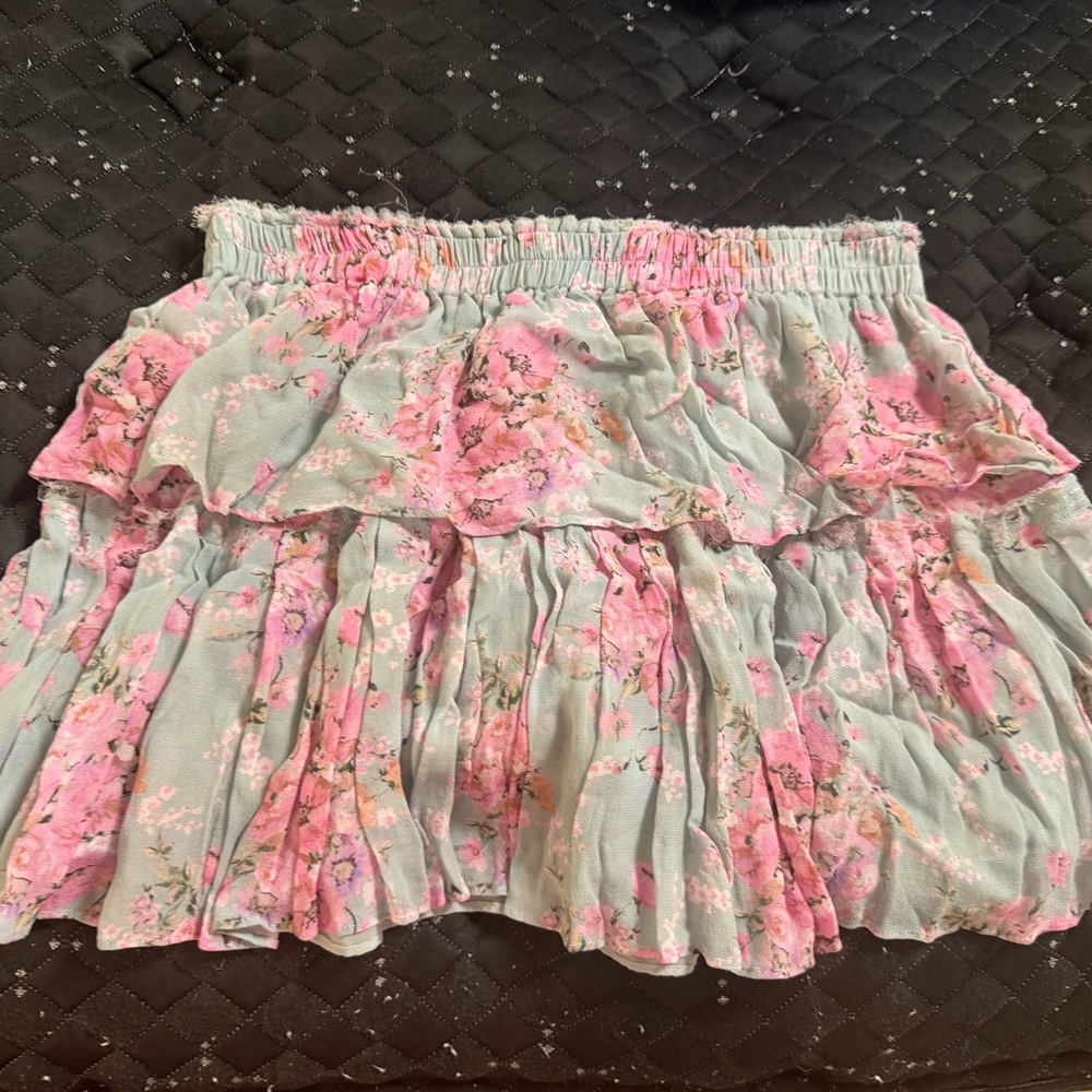 LoveShackFancy Floral Tiered Mini Skirt